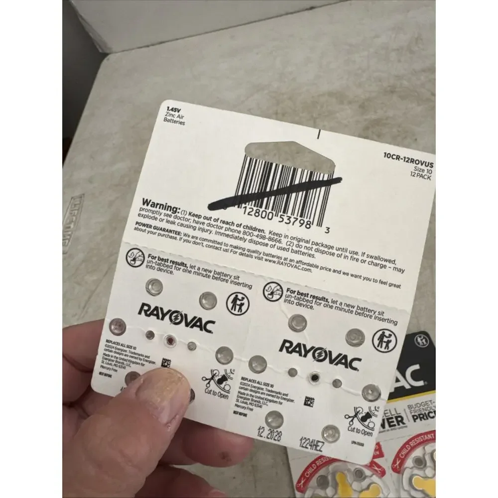 Rayovac Zinc Air Hearing Aid Batteries 12 Pack Size 10 Lot Of Two